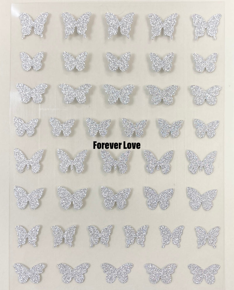 Forever Love Nail Art Stickers Decals Butterflies