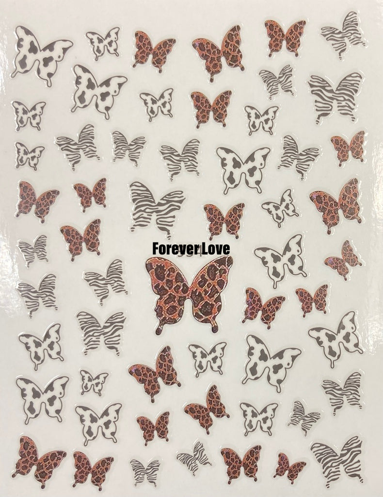 Forever Love Nail Art Stickers Decals Butterflies