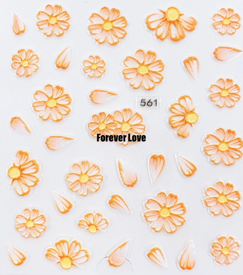 Forever Love Nail Art Stickers Decals 5D Flowers