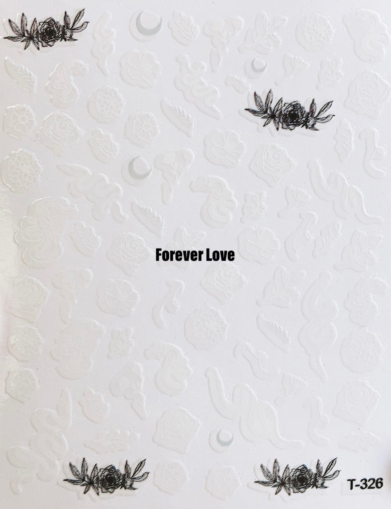 Forever Love Nail Art Stickers Decals Flowers