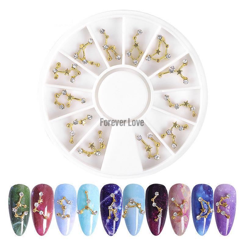 Forever Love Nail Art Charms Wheel Design Zodiac Decorations