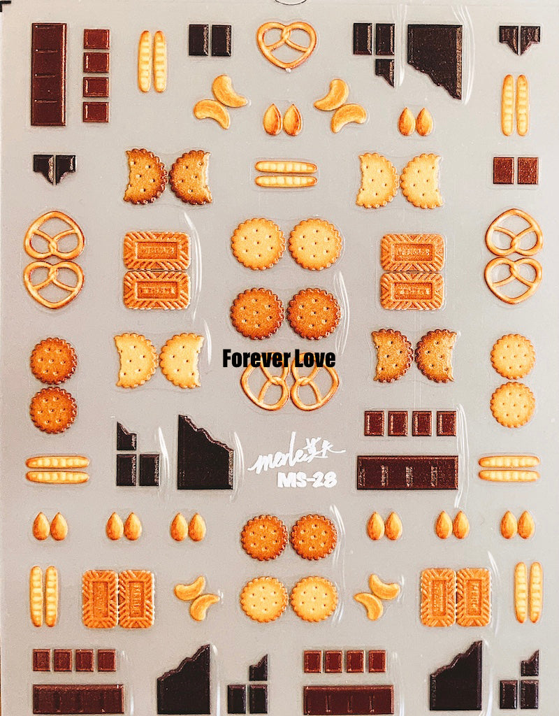 Forever Love Nail Art Stickers Decals Snack Cracker Fruits