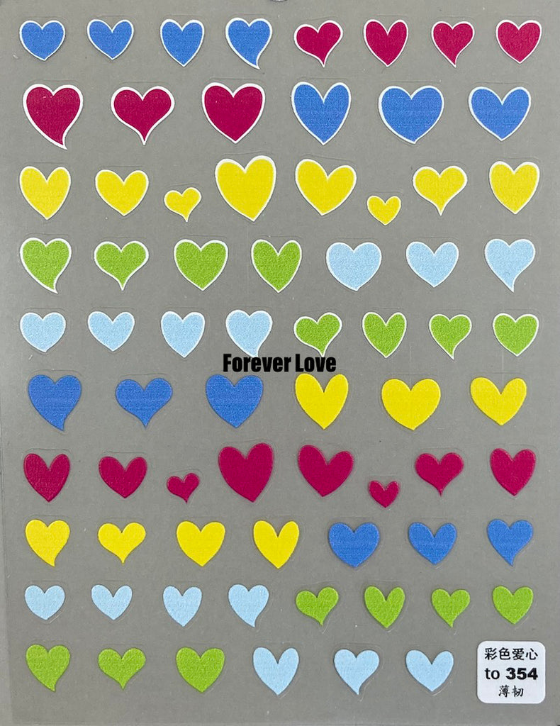 Forever Love Nail Art Stickers Decals Hearts