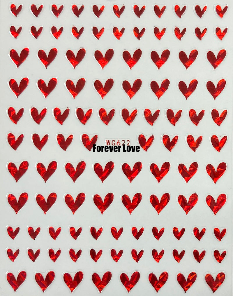 Forever Love Nail Art Stickers Decals Valentine Hearts