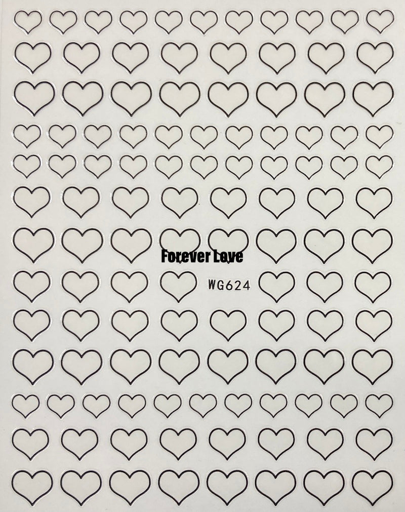 Forever Love Nail Art Stickers Decals Hearts