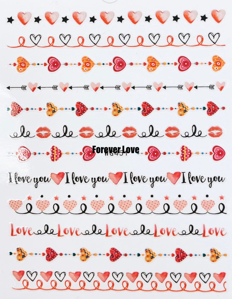 Forever Love Nail Art Stickers Decals Love Hearts