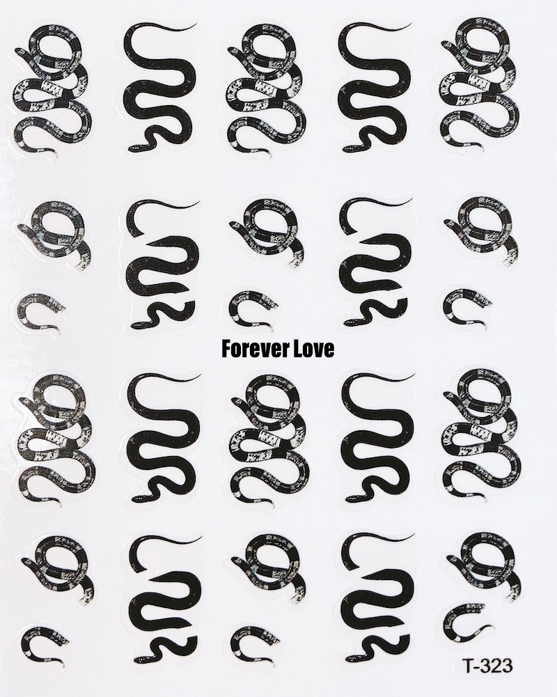 Forever Love Nail Art Stickers Decals Snakes