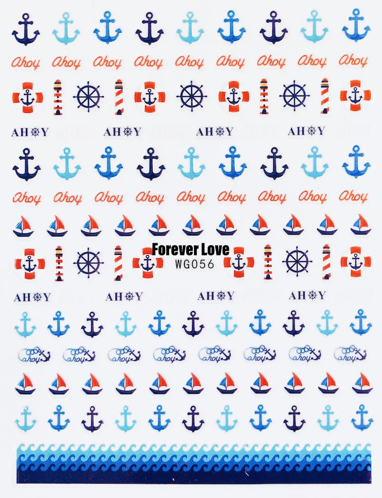 Forever Love Nail Art Stickers Decals Anchors Ahoy Sailors