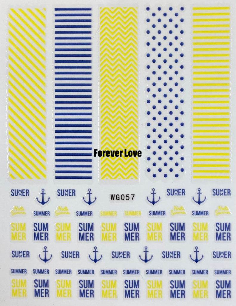 Forever Love Nail Art Stickers Decals Summer Anchors