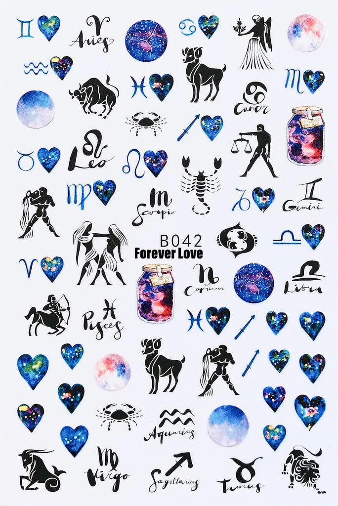 Forever Love Nail Art Stickers Decals Zodiac