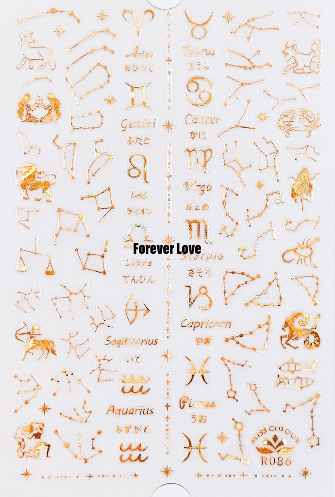 Forever Love Nail Art Stickers Decals Zodiac