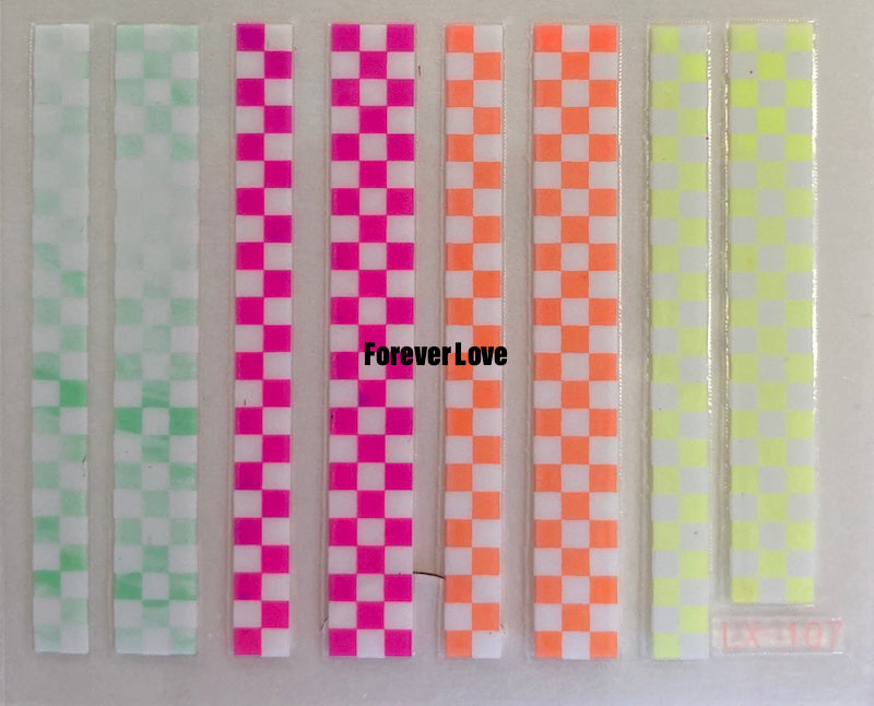 Forever Love Nail Art Stickers Decals Plaid Check Patterns