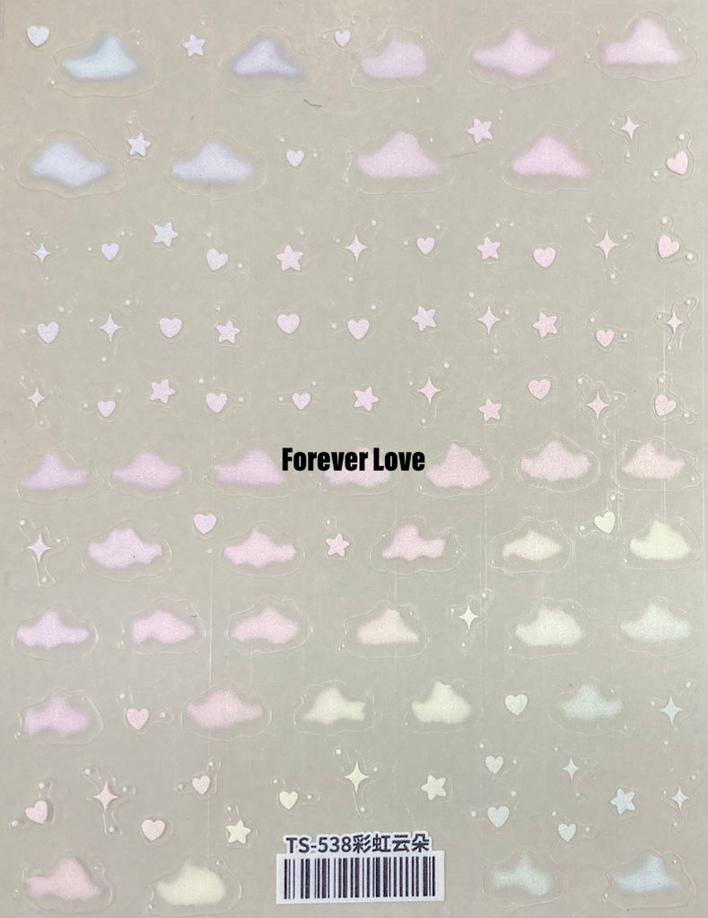 e note that the colors you see may slightly vary.  Forever Love Nail Art Stickers Decals Cloud Twinkle Stars Hearts