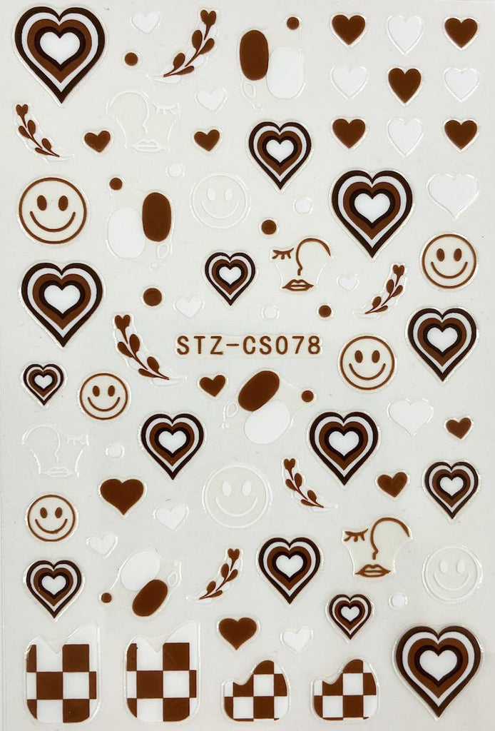 Forever Love Nail Art Stickers Decals Hearts Smiley Face