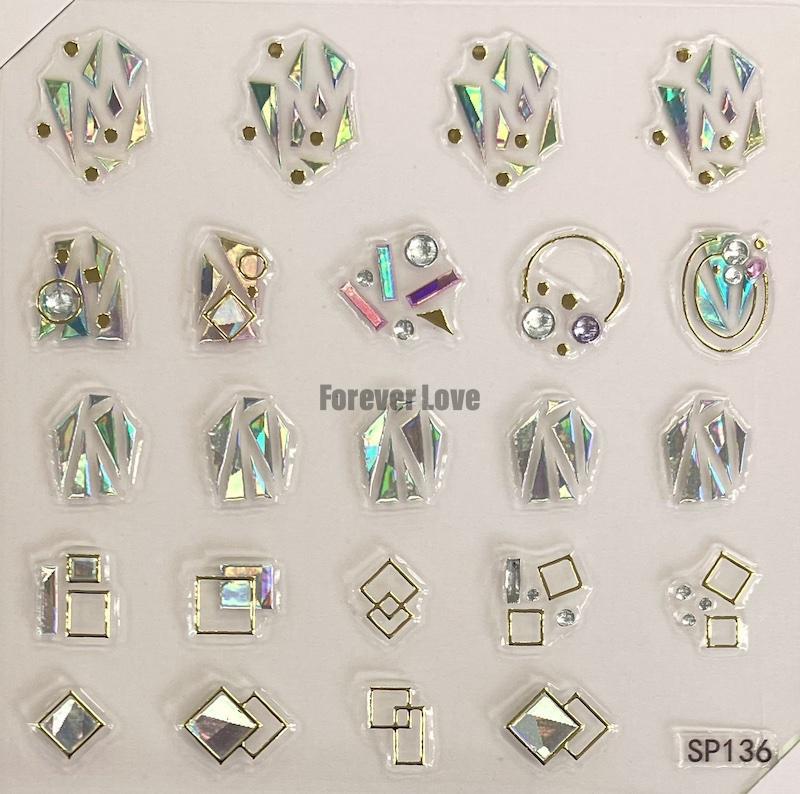 Forever Love Nail Art Stickers Decals Rhinestones Geometry Gems