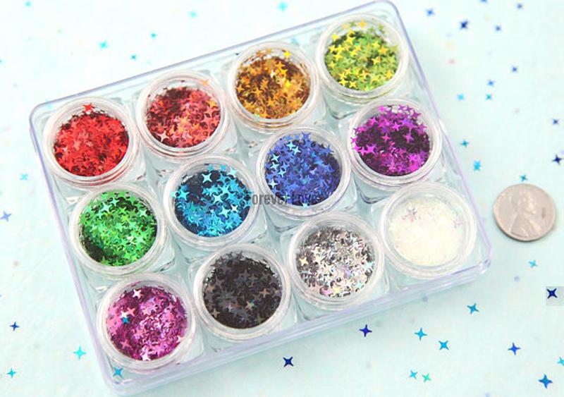 Forever Love Nail Art Charms Holographic Nail Sequins Stars Glitter Laser Sequins Flakes