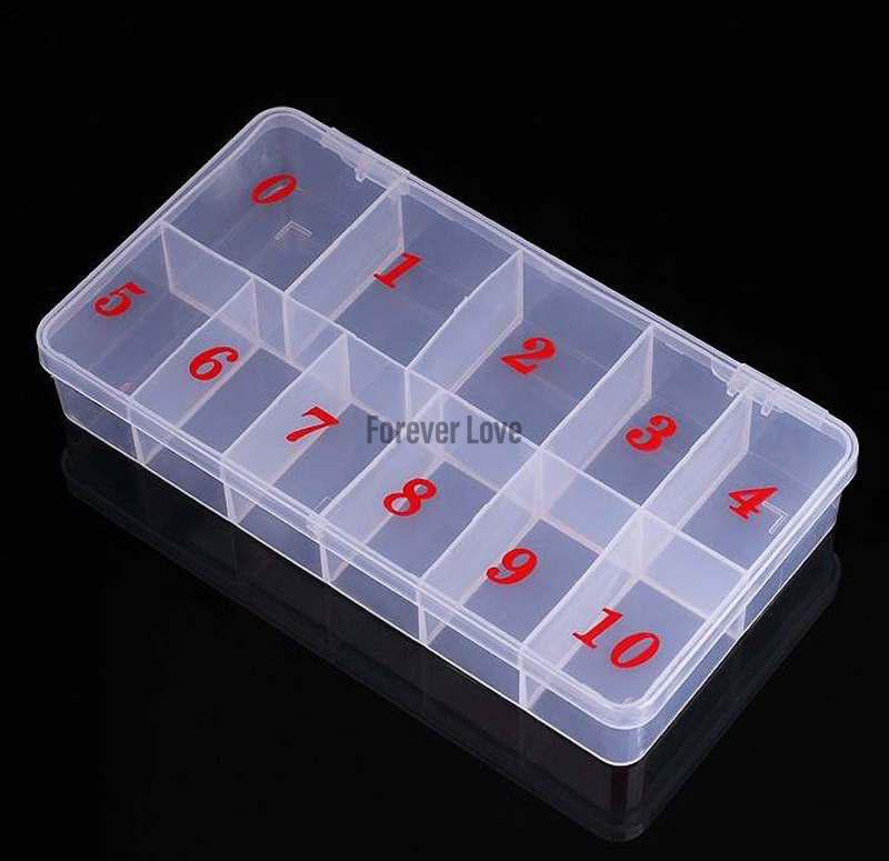 Forever Love Empty Nail Tip Box Container Empty Transparent False Nail Art Tips Rhinestone Storage Case Box Container