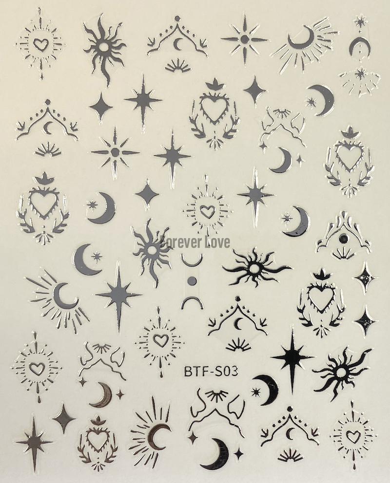 Forever Love Nail Art Stickers Decals Heart Moon Stars