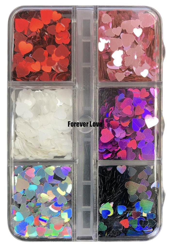 Forever Love Nail Art Charms Flakes Hearts