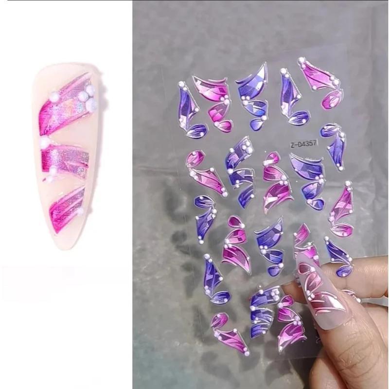 Forever Love Nail Art Stickers Decals 5D Embossed Ribbons